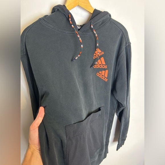 Adidas Sustainability Mens kangaroo Pocket Hoodie Sweatshirt Size M Charcoal - Picture 2 of 14